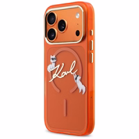Karl Lagerfeld IML Choupettes Karl Script Logo MagSafe Maciņš for iPhone 17 Pro - oranžs