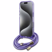 Guess Crossbody Cord Script Magnētiskais viedtālruņa apvalks iPhone 16 Pro Max - violets