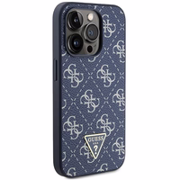 Guess 4G Triangle Metal Logo viedtālruņa apvalks iPhone 15 Pro - zils