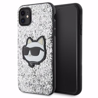 Karl Lagerfeld KLHCN61G2CPS iPhone 11 / Xr 6.1" sudrabains cietais viedtālruņa apvalks Spīdumi Choupette Emblēma