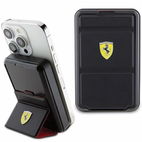 Magnētiskais portatīvais lādētājs Ferrari Metal Logo MagSafe 15W 10000mAh ar statīva funkciju (melns)
