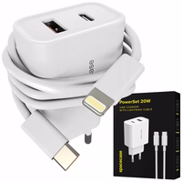 Spacecase USB lādētājs PowerSet Charger 20W with Lightning PS20W-11