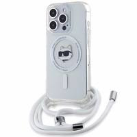 Karl Lagerfeld IML Choupette Head&Cord magnētiskais viedtālruņa apvalks iPhone 15 Pro Max - caurspīdīgs