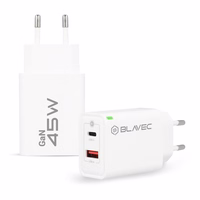 Blavec sienas lādētājs BC-5 GaN - USB + Type C - PD QC 45W 3A (TCBC5G-UCW453A) balts