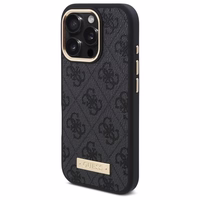 Guess 4G Logo Plate Magnētiskais viedtālruņa apvalks iPhone 16 Pro Max - melns