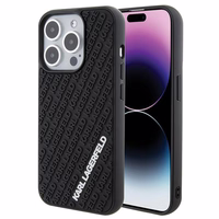 Karl Lagerfeld 3D gumijas daudzveidīgs logotips viedtālruņa apvalks iPhone 15 Pro - melns