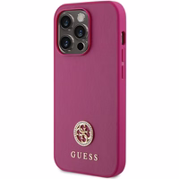 Guess GUHCP15LPS4DGPP iPhone 15 Pro 6.1" rozā/rozā cietais apvalks Strass Metāla Logotips