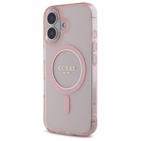 Guess GUHMP16SHFGEREP iPhone 16 6.1" rozā/rozā cietais apvalks IML Glitter Circle Magnētiskais
