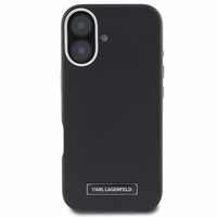 Karl Lagerfeld FW Metal Plate Magnētiskais iPhone 16 Plus viedtālruņa apvalks - melns