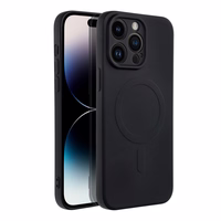 Silikona magnētiskais viedtālruņa apvalks, savietojams ar MagSafe, iPhone 14 Pro Max, melna