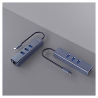 Savio AK-57 USB-C - 3 x USB-A HUB with RJ-45 Gigabit Ethernet adapter, 5000 Mbit/s, pelēks
