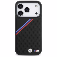 BMW M trīskrāsu metāla logotipa magnētiskais viedtālruņa apvalks iPhone 17 Pro - melns