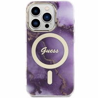 Guess GUHMP14LHTMRSU iPhone 14 Pro 6.1" violets/violets cietais apvalks Zelta Marmors MagSafe