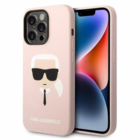 Karl Lagerfeld KLHMP14XSLKHLP iPhone 14 Pro Max 6.7 "cietais apvalks gaiši rozā / gaiši rozā silikona Karl`s Head Magnētiskais