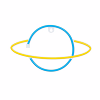 Neon LED Light SATURN dzeltens zils Bat + USB FLNE11 Forever Light