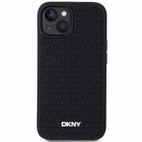 DKNY 3D Gumijas apvalks ar atkārtotu rakstu iPhone 15 Plus - melns