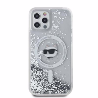 Karl Lagerfeld Šķidrie Spīdumi Choupette galvas MagSafe apvalks iPhone 12 / 12 Pro - caurspīdīgs