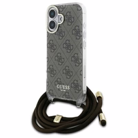 Guess Crossbody Cord 4G Print viedtālruņa apvalks ar siksniņu iPhone 16 - brūns