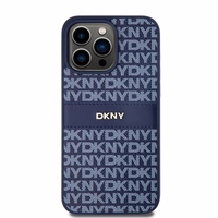 DKNY Ādas mono svītra un metāla logotips viedtālruņa apvalks iPhone 15 Pro Max - zils