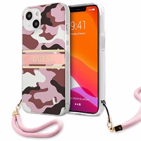 Guess GUHCP13MKCABPI iPhone 13 6.1" rozā/rozā cietais apvalks Camo Siksnas Kolekcija
