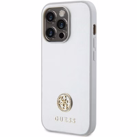 Guess Strass Metal Logo viedtālruņa apvalks iPhone 15 Pro - sudraba