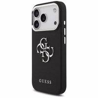 Guess Grained Big 4G Classic Logo viedtālruņa apvalks iPhone 17 Pro - melns