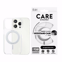 CARE by PanzerGlass viedtālruņa apvalks ar statīvu MagSafe iPhone 15 Pro - sudrabains