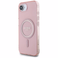 Guess IML Glitter Circle magnētiskais viedtālruņa apvalks iPhone 16e - rozā