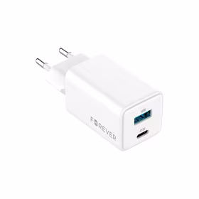 Forever TC-08-45AC GaN PD QC lādētājs 1x USB-C 1x USB 45W balts