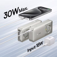 Portatīvais lādētājs Baseus "Free2Pull" pelēks 10000mAh 30W (PD) + iebūvēts "Type-C" kabelis