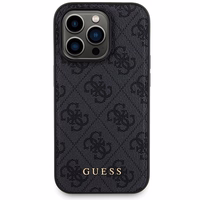 Guess 4G Metal Logo viedtālruņa apvalks komplekts iPhone 13 Pro + 5000mAh Magnētiskā portatīvais lādētājs - melna