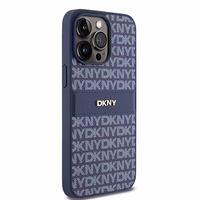 DKNY Ādas mono svītra un metāla logotips viedtālruņa apvalks iPhone 15 Pro Max - zils