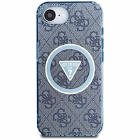 Guess IML Metal Glitter 4G Circle Triangle magnētiskais viedtālruņa apvalks iPhone 16e - zils