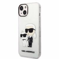 Karl Lagerfeld mirdzošs Karl&Choupette viedtālruņa apvalks iPhone 14 Plus - caurspīdīgs