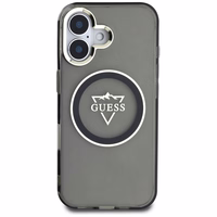 Guess IML Metal Mountain Logo Magnētiskais viedtālruņa apvalks iPhone 16 - melns