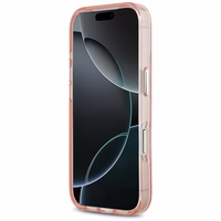 Karl Lagerfeld IML mirdzošais Karl & Choupette galvu logotipa magnētiskais viedtālruņa apvalks iPhone 17 Pro - rozā