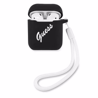 Guess GUACA2LSVSBW AirPods vāciņš melns/balts Silikona Vintage