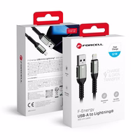 FORCELL F-ENERGY C257 kabelis USB A uz Lightning 2,4A 12W Cafule 3 m melns