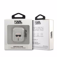 Karl Lagerfeld mirdzošs Karl's Head apvalks AirPods 1/2 austiņām - sudrabains