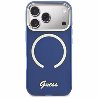 Guess IML Script Metal MagSafe Maciņš for iPhone 17 Pro - zils