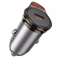 Automobiļa lādētājs Hoco 2 x USB C QC PD 45W + kabelis USB C uz Lightning NZ16B metāla pelēks