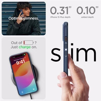 Spigen Mag Armor viedtālruņa apvalks ar MagSafe iPhone 15 Plus - zils
