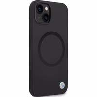 BMW BMHMP14SSILBK2 viedtālruņa apvalks iPhone 14 - melns Signature Liquid Silicone MagSafe