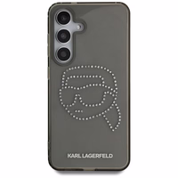 Karl Lagerfeld viedtālruņa apvalks ar rhinestones Karl Head logotipu Samsung Galaxy S25 melns