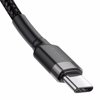 Baseus CATKLF-HG1 USB-C - USB-C PD QC kabelis 60W 3A 480Mb/s 2m - melns un pelēks