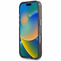 Guess IML Metal Mountain Logo Magnētiskais iPhone 16 Pro Max viedtālruņa apvalks - melns