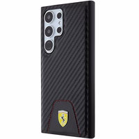 Ferrari Carbon Stitched Bottom viedtālruņa apvalks Samsung Galaxy S24 Ultra - melns