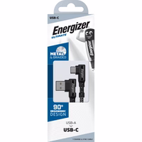 Energizer Ultimate - USB-A to USB-C gaming kabelis 90° 2m (melns)