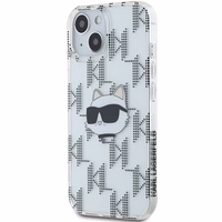 Karl Lagerfeld IML Choupette galvas un monogrammas apvalks iPhone 15 / 14 / 13 - caurspīdīgs