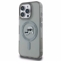 Karl Lagerfeld IML Metal Karl&Choupette Head magnētiskais viedtālruņa apvalks iPhone 16 Pro Max - melns